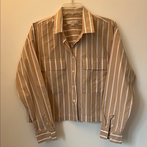 LOFT Tops - LOFT Women's Tan and White Striped Blouse